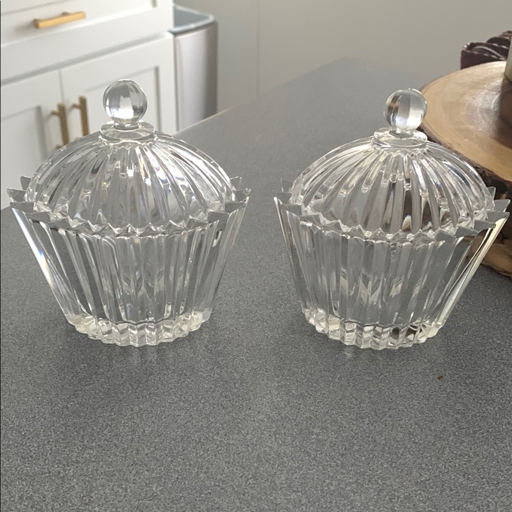 Mikasa Crystal Fire Oval Candy Dish made in the 1960’s set of two